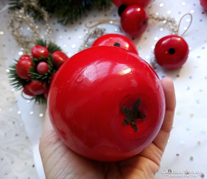 Piros alma karácsonyfa díszek 6db 4-8cm