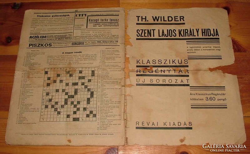 Nyíl fiction weekly 1934 June 28. Classic novel newspaper novel newspaper