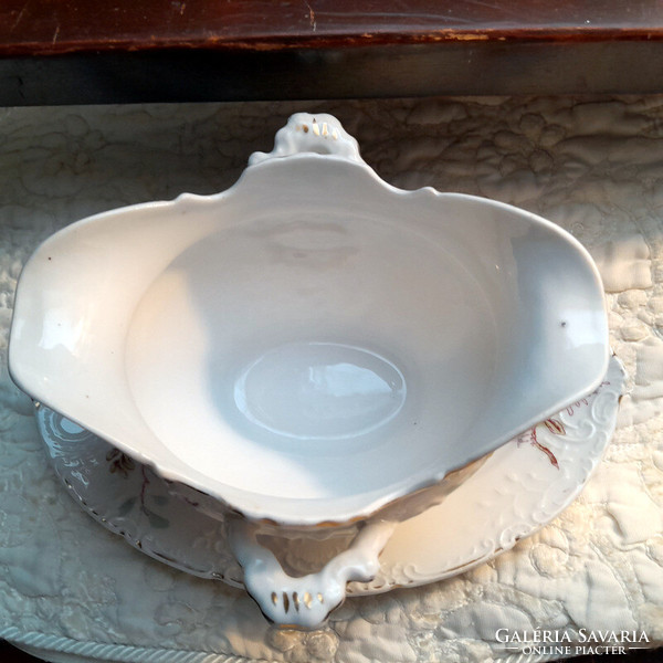 Antique sauce bowl with handle / sauce bowl saucer tray - art&decoration