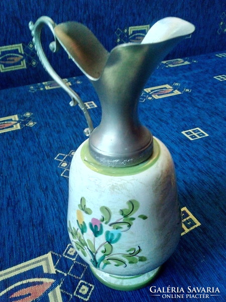 Tuscan ceramic jug with tin lid