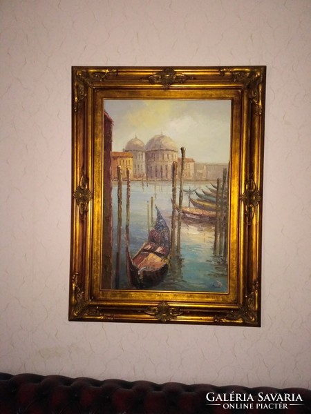 Venice painting (90x60), with frame: 122x92 cm, signed, juried