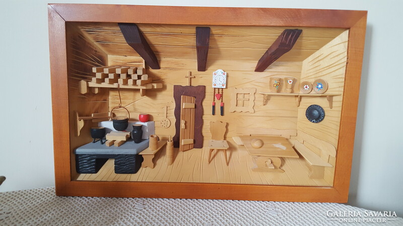 Régi vidéki faház konyha,Dioráma kép