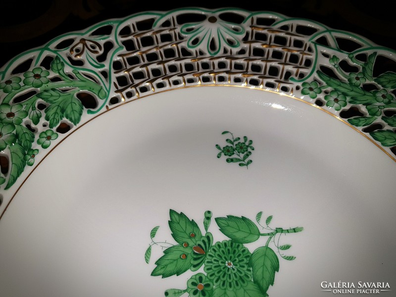 Herendi zöld Apponyi áttört fali tányér