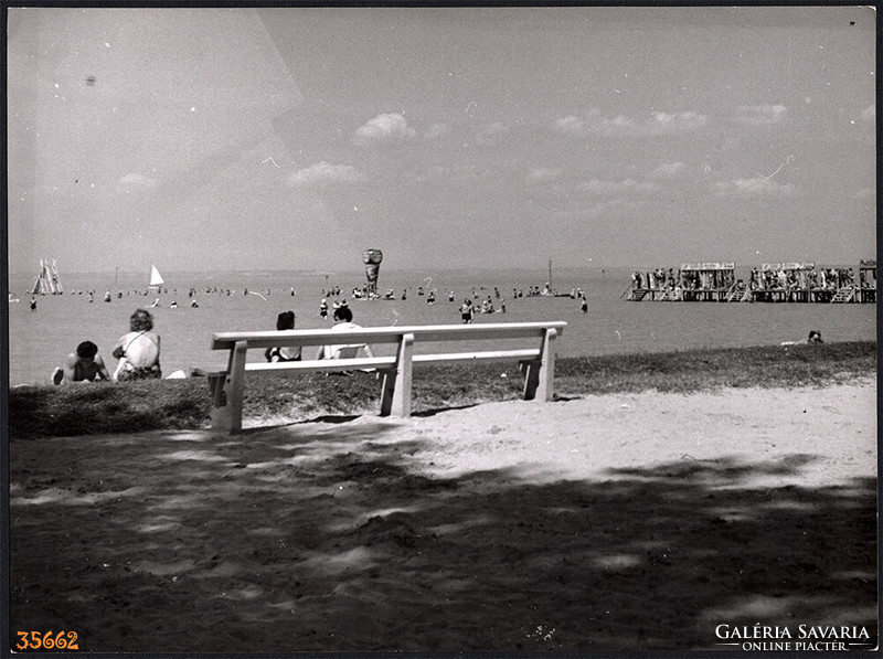 Larger size, photo art work by István Szendrő. Summer on the Balaton coast, 1930s.