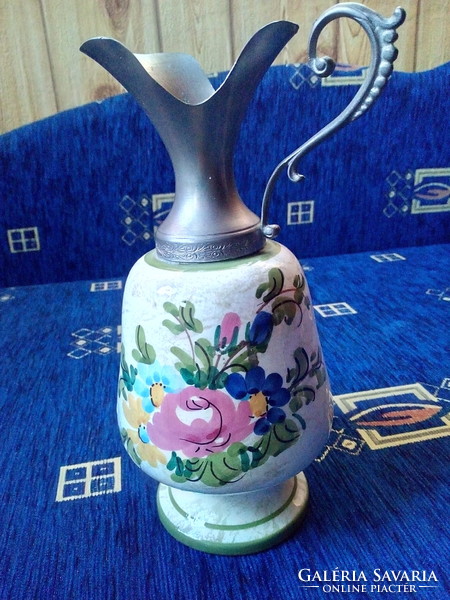 Tuscan ceramic jug with tin lid