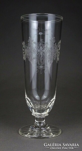 1G431 antique monogram polished glass with base 19.5 Cm