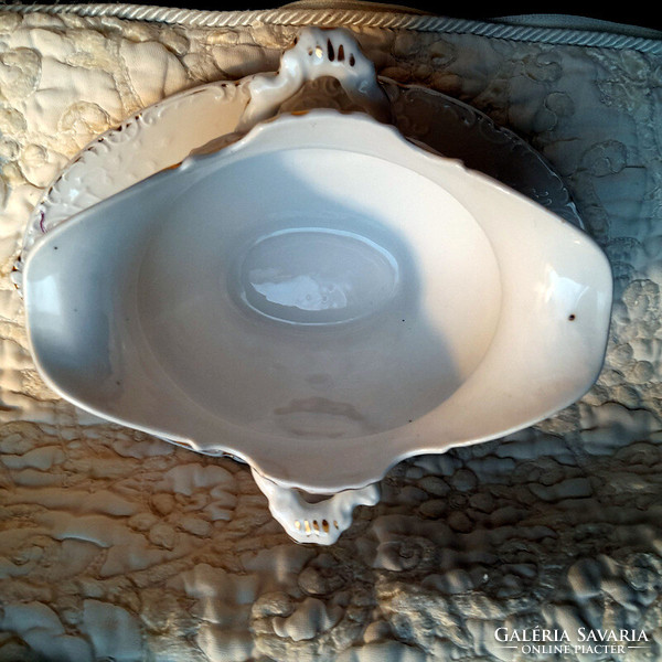 Antique sauce bowl with handle / sauce bowl saucer tray - art&decoration