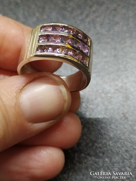 Silver purple stone ring