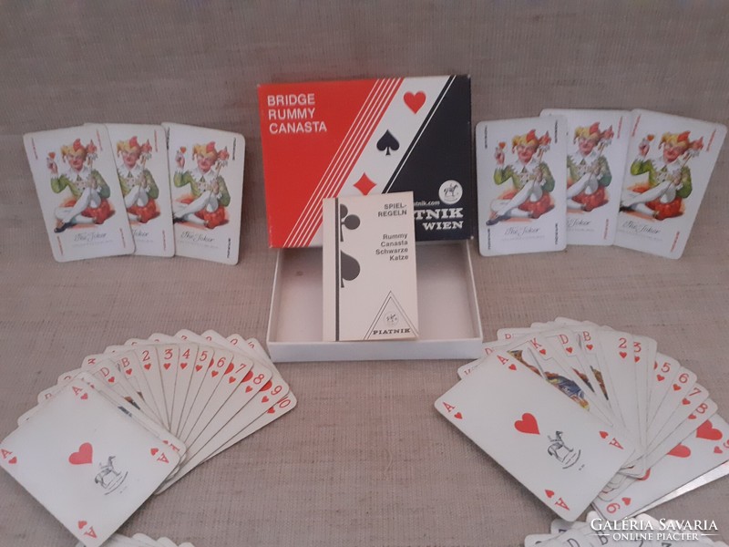 Old marked piatnik rummy canasta bridge card in box wien