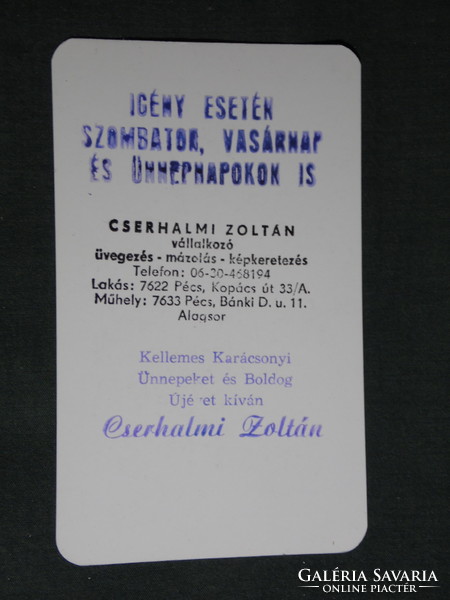 Kártyanaptár, Cserhalmi Zoltán üveges, Pécs,1995,   (5)