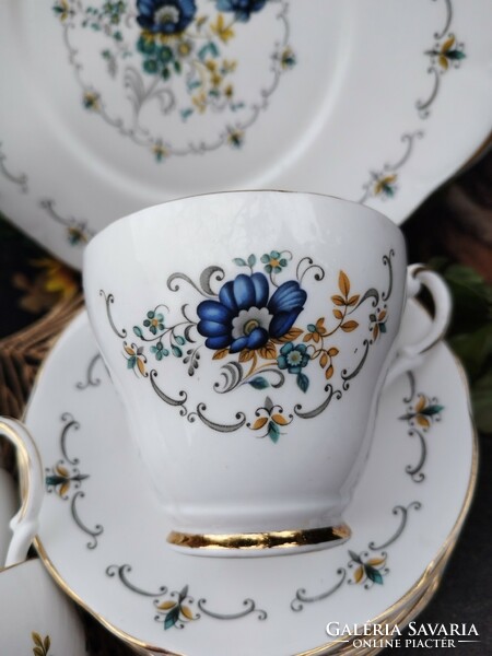 5 Personal English blue floral tea set