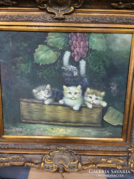 Cat still life oil painting