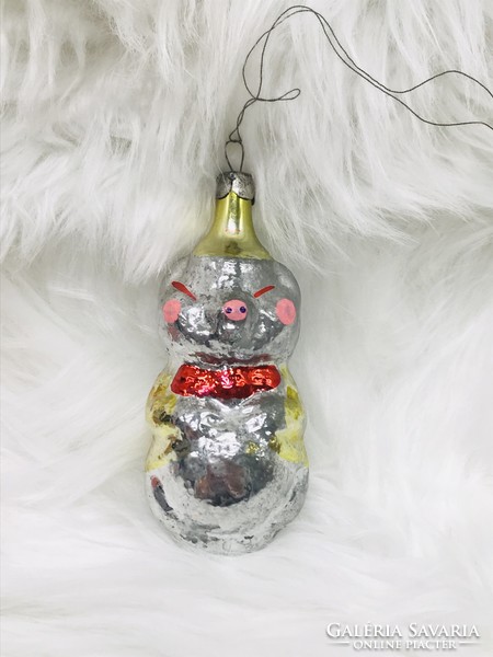 Retro glass Christmas tree decoration, pig