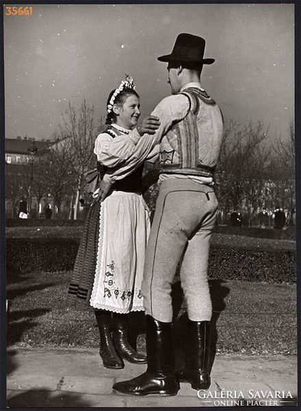 Larger size, photo art work by István Szendrő. Young couple, Kecseti (Hargita county) folk costume