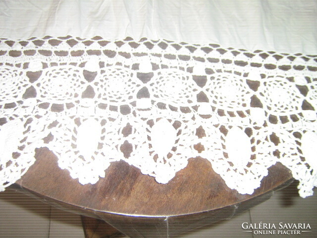 Beautiful white hand crocheted lace antique curtain / stained glass curtain