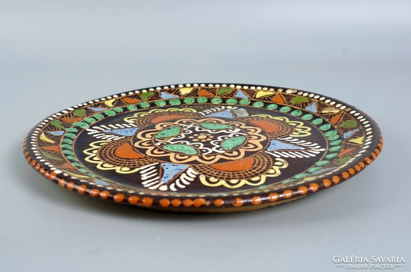 Folk potter's decorative bowl Ungvar Carpathian