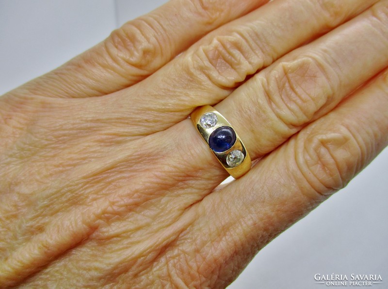 Nagyon szép antik 14kt arany gyűrű 0,6ct gyémánt és 0,7ct zafír kövekkel