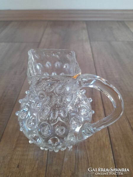 Antique blown glass small jug with a cam