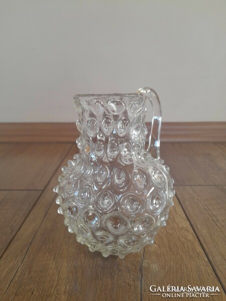 Antique blown glass small jug with a cam