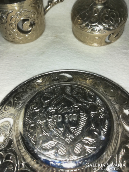 Oriental teapot porcelain cup, silver-colored decorative cup set