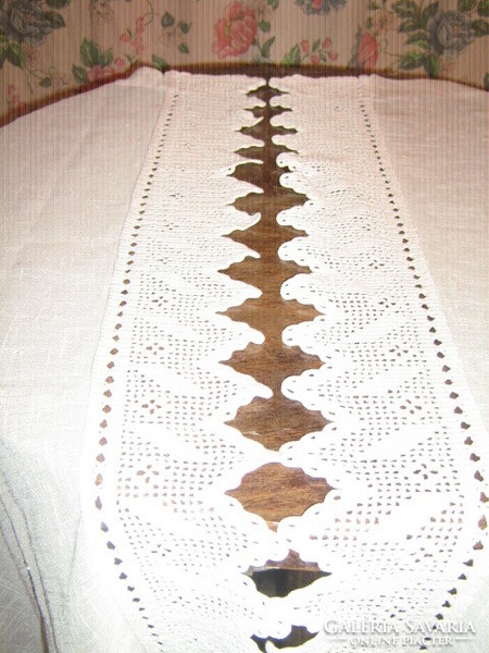 Pair of beautiful vintage crocheted edge curtains