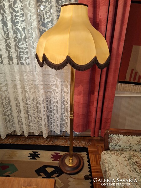 Art deco floor lamp with yellow shade