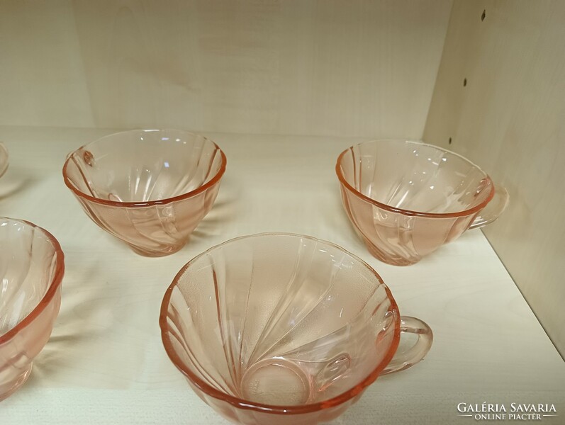 French pink swirl pattern glass cups