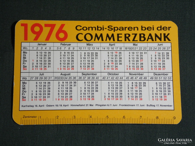 Kártyanaptár, Németország, Commerzbank ,1976,   (5)