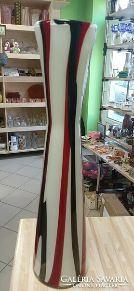 Extra large Murano red-black-white glass vase