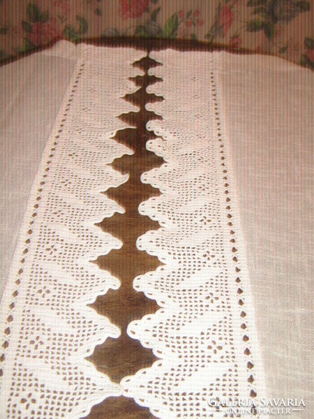 Pair of beautiful vintage crocheted edge curtains