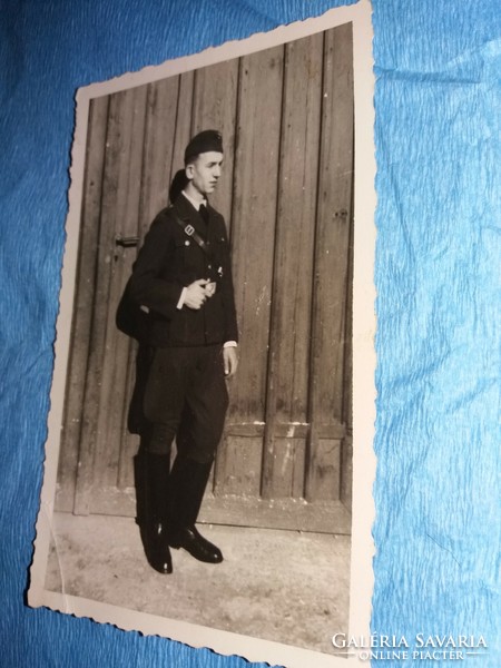 Antique II. Vh. CC 1941 early uniformed German tank driver photo postcard size original according to the pictures