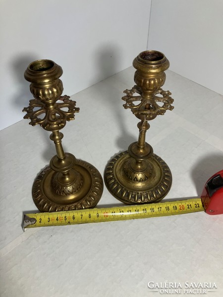Antique copper candle holder - 2 pcs (19x10 cm)