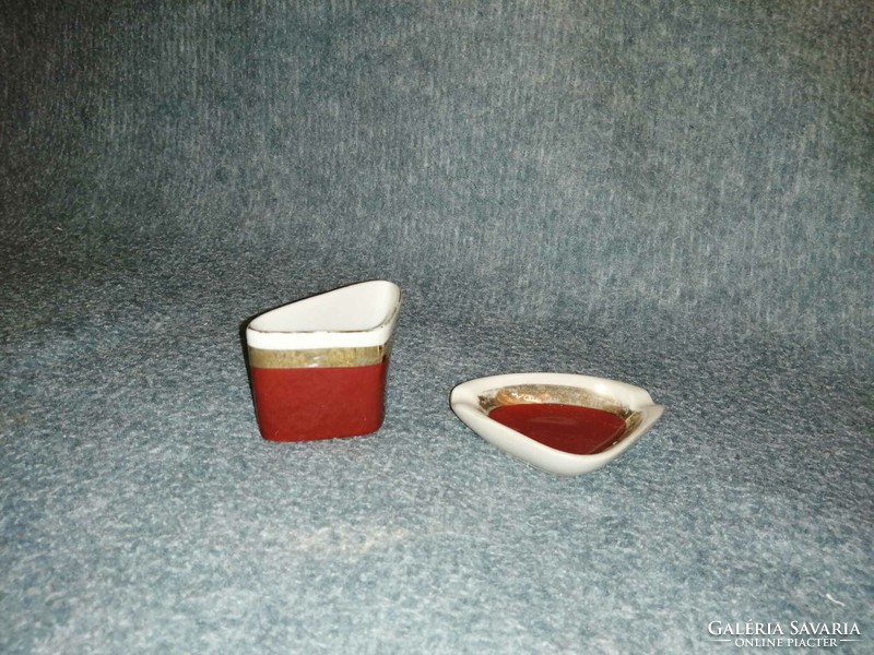 Hölóháza porcelain burgundy cigarette smoking set (a4)