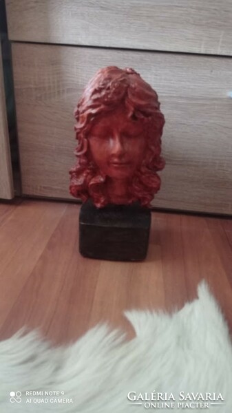 Secession style bust, heavy terracotta color, beautiful art deco style female head