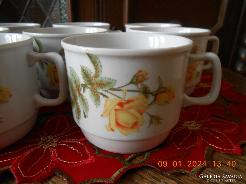 Zsolnay yellow rose pattern mug