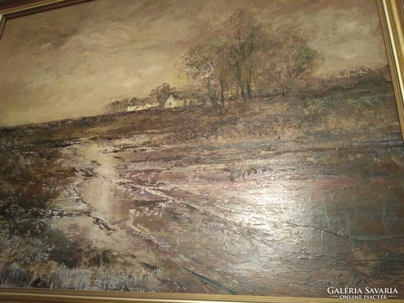 Famous artist Imre Szanthoffer's painting depicting a farm (60x80) plus frame
