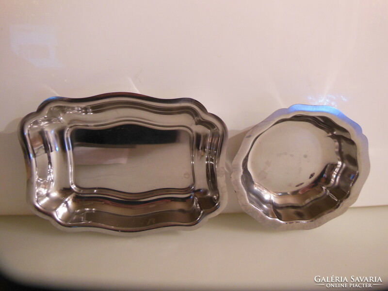 Bowl - 2 pieces! - Stainless steel - 17 x 13 x 3 cm - 12 x 3.5 cm - like new