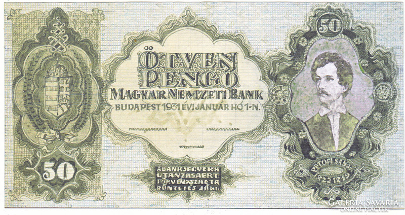 Magyarország 50 pengő TERVEZET 1931 REPLIKA