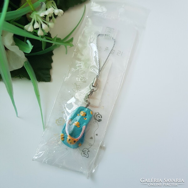 New, blue, teddy bear-shaped mobile decoration, hanging decoration, bag decoration