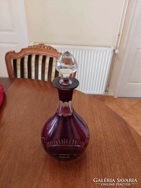 Crystal burgundy liqueur bottle