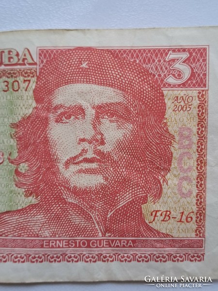 RITKA JÓ ÁLLAPOTBAN! KUBAI 3 PESO BANKJEGY, CHE GUEVARA ARCKÉPÉVEL