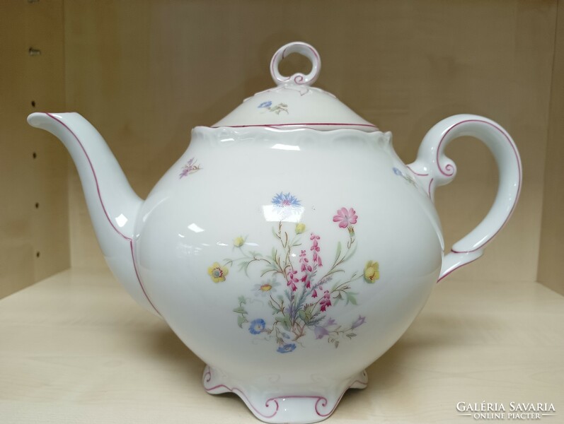 Porcelain teapot with wildflower pattern