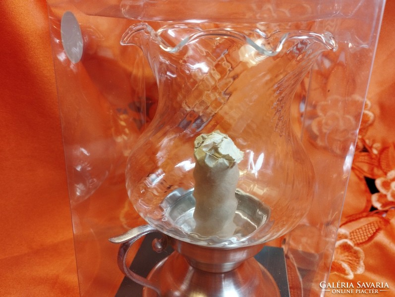 Glass pewter candle holder