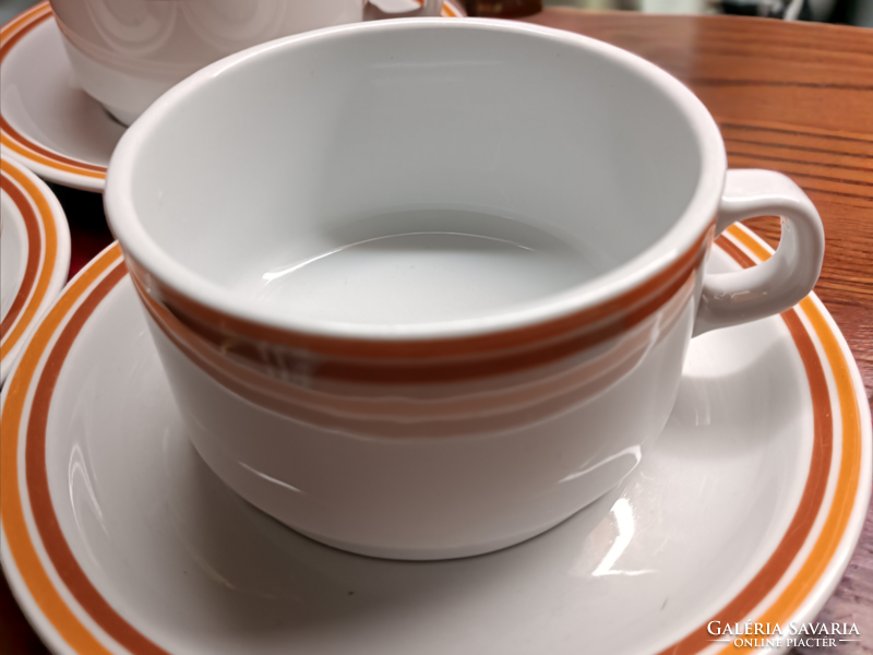 Alföldi porcelain yellow brown striped mug+plate