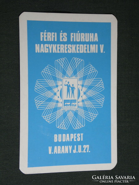 Kártyanaptár, Férfi Fiú ruházati vállalat, Budapest ,grafikai,1976,   (5)