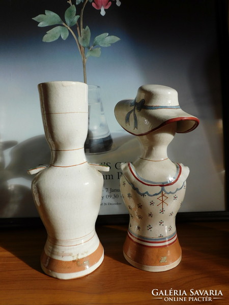 Large ceramic figurine couple - military officer and his partner - 25 cm