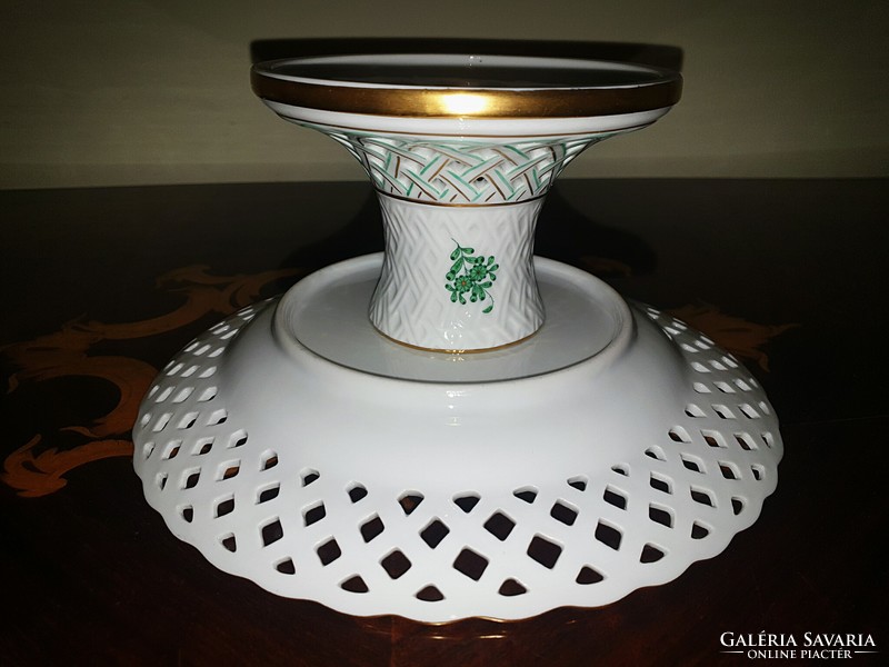 Herend green Indian openwork serving cake plate