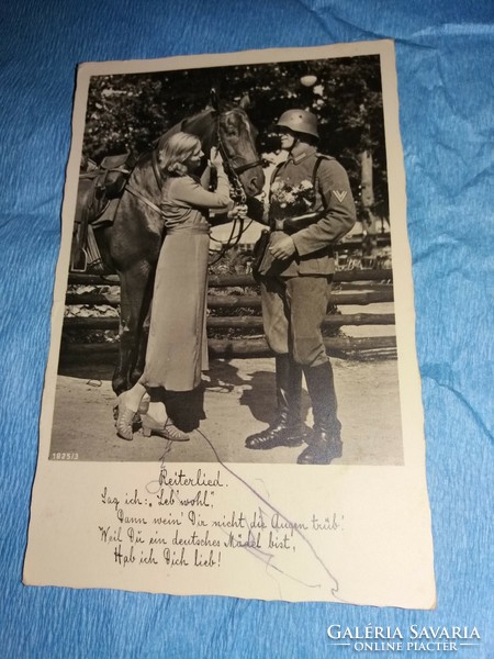 Antik 1940 Florian Geier reg. német lovaskatona párjával fotó képeslap eredeti a képek szerint