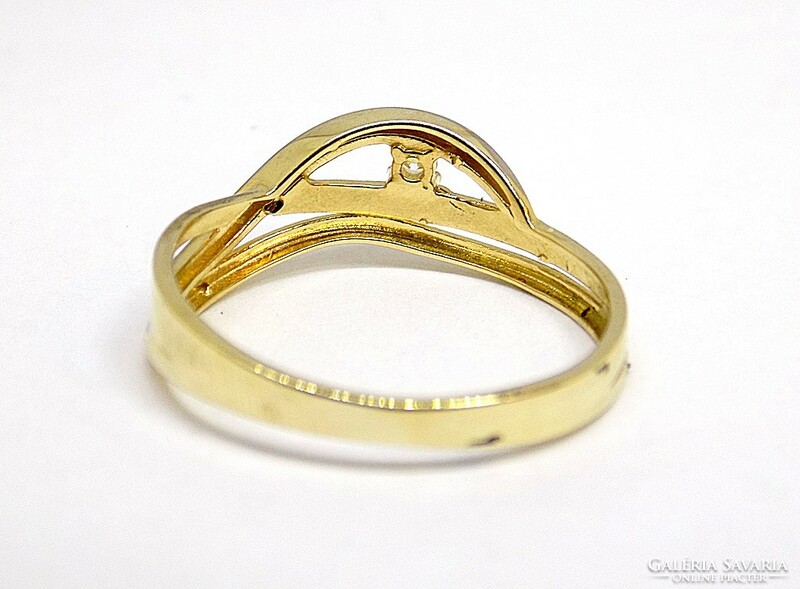 Sárga-fehér arany köves gyűrű (ZAL-Au122894)