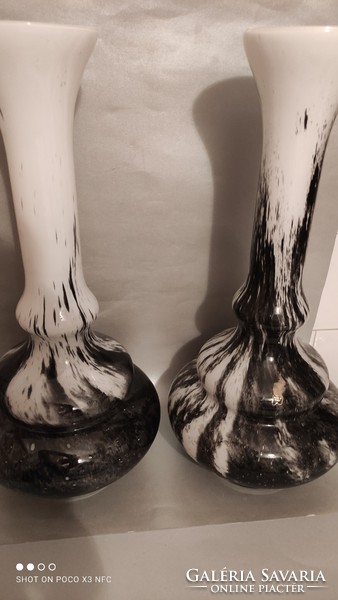 Half a meter! Two for the price of one! Large murano glass vase with grayish white tabular opaline